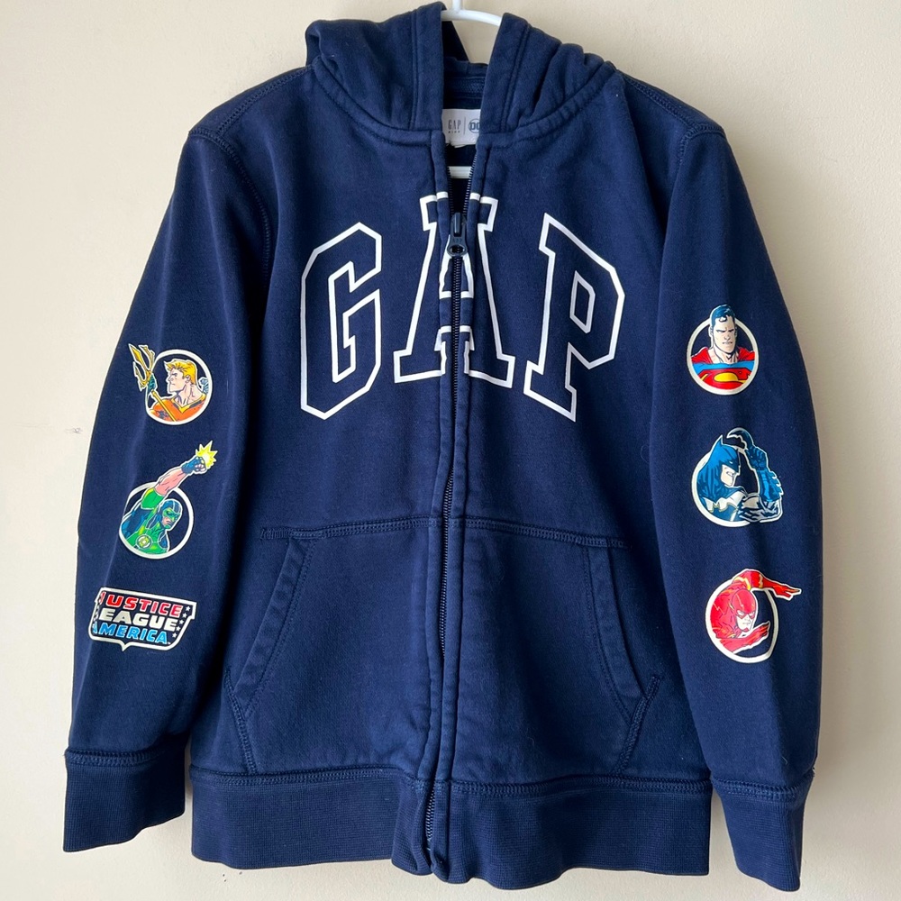 Gap Navy Zip Up Hoodie DC Justice League Kids Small
